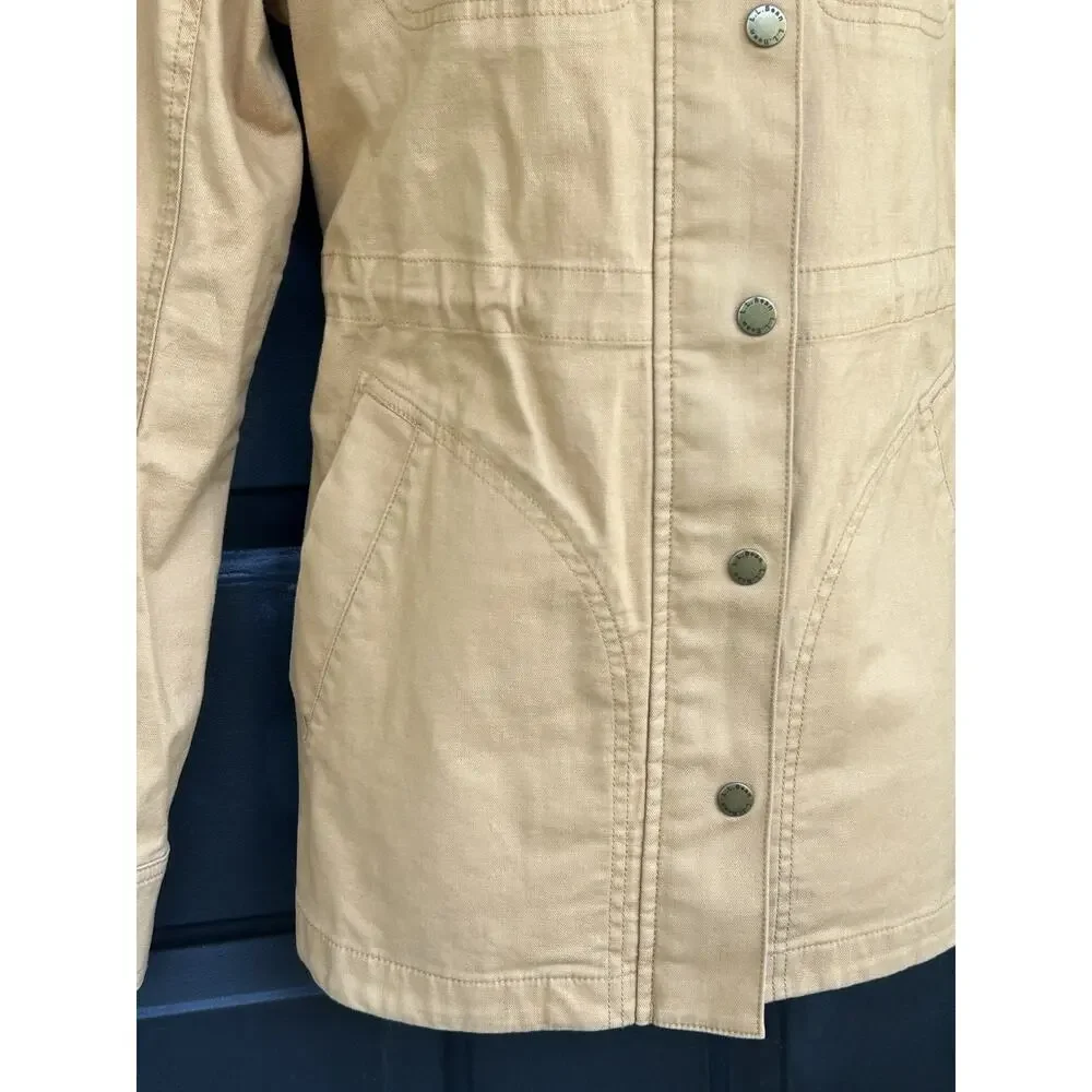 LL Bean BeanFlex Jacket Womens Med Utility Field Military Full Zip Pockets Khaki
